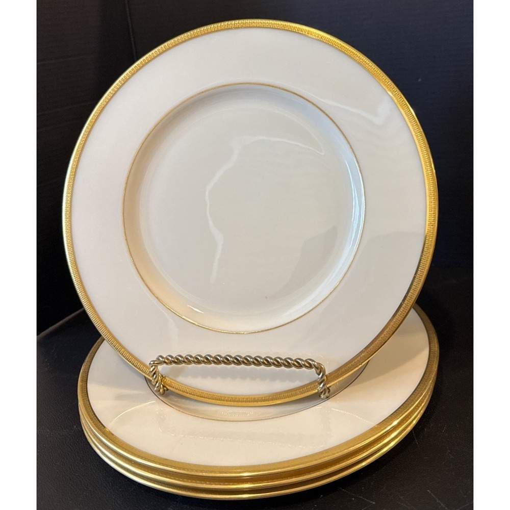 Lenox Tuxedo Gold Trim Salad‎ Plate Plates Set Of 4 USA J-33 Vintage Wedding